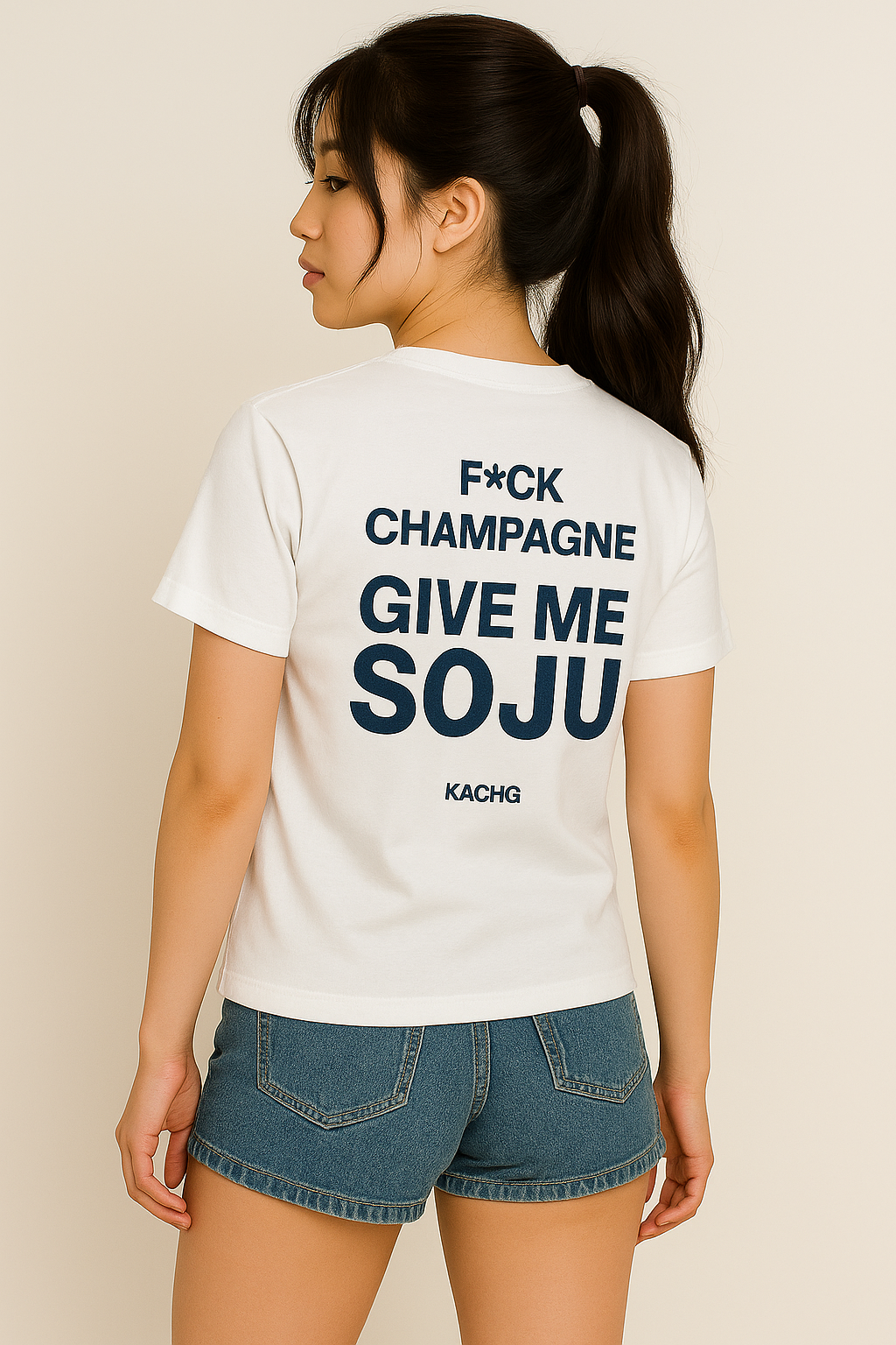fuck champagne give me soju t-shirt korean nightlife streetwear back print