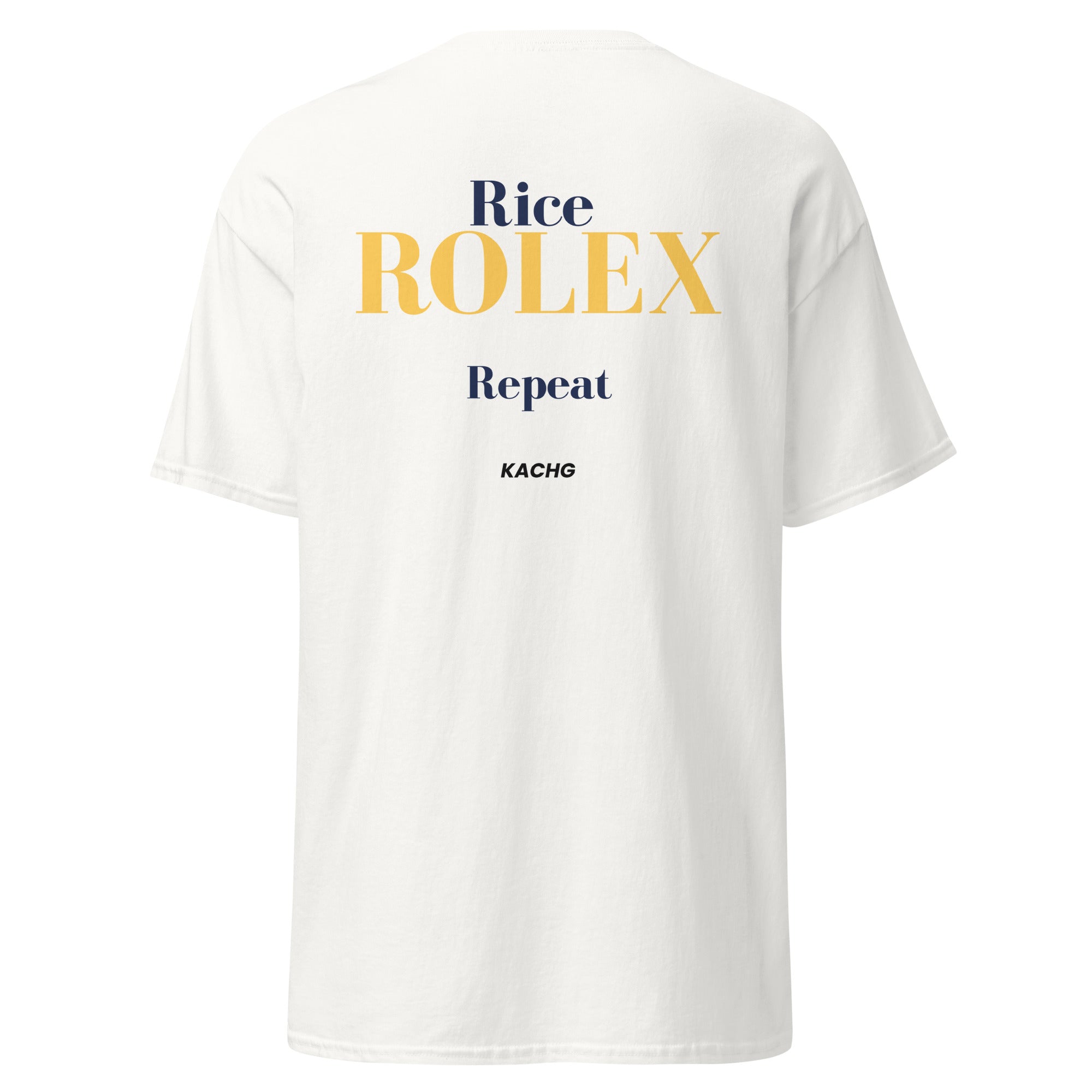 rice rolex repeat t-shirt luxury asian hustle streetwear back print